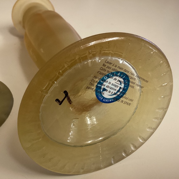 Pair of  Ecoglass Spain Gold Frosted Glass Candlesticks - Picture 4 of 4